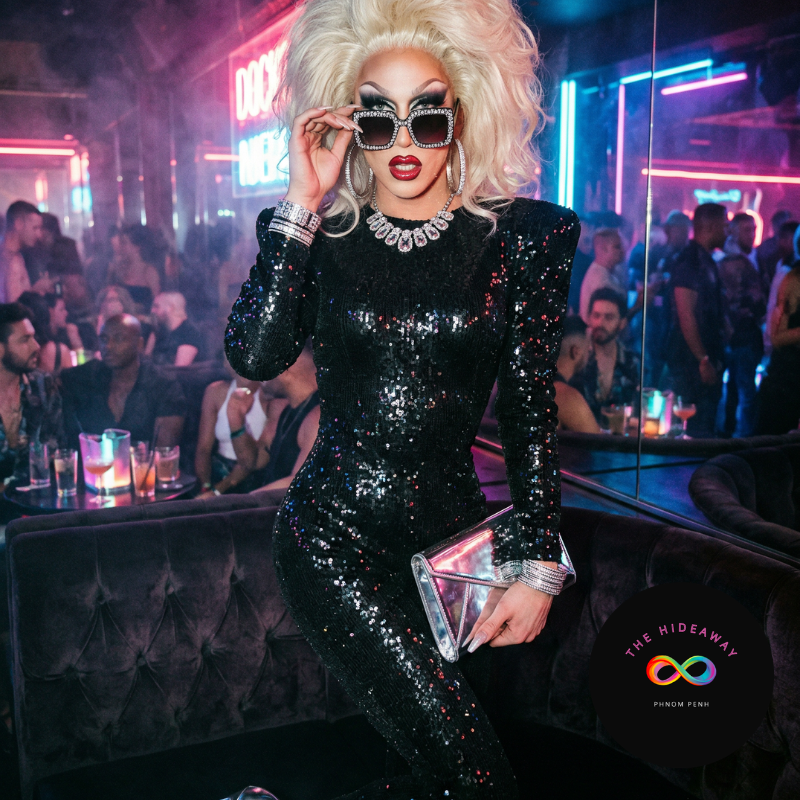 CoCo Cain drag cabaret artist at The Hideaway Phnom Penh