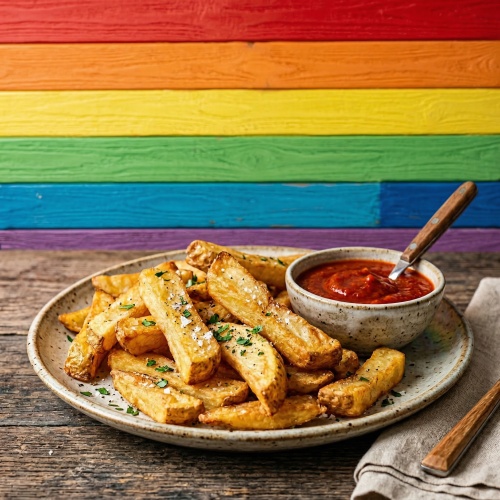 food favourite chips with ketchup